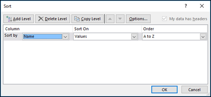 Select the first column to sort