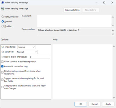 When sending a message example