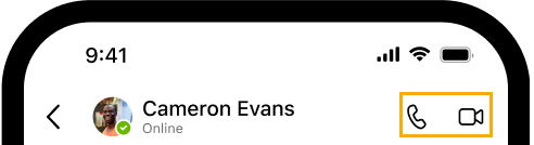Profile photo rectangle video audio icons