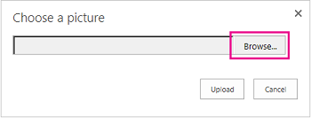 Screenshot Choose a picture dialog box with Browse highlighted