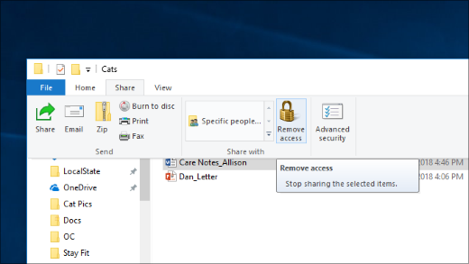 Stop sharing a file over a network