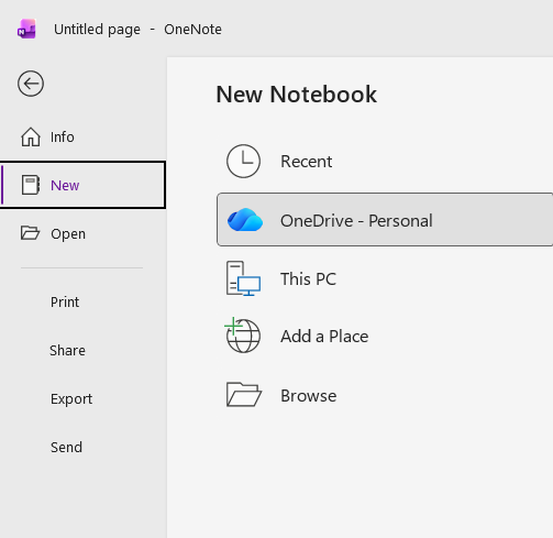 The new notebook process in OneNote