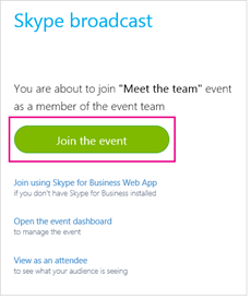 Join the event button