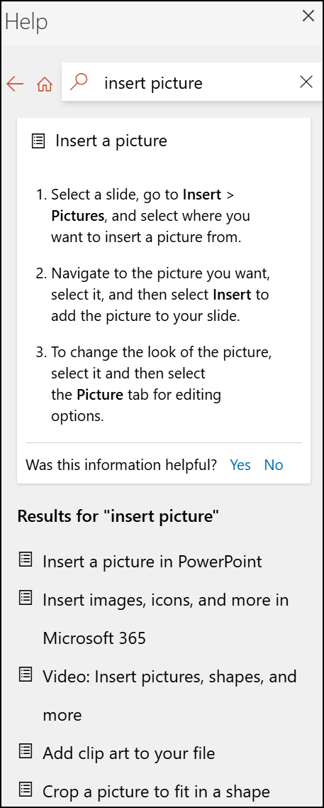 Tell me search results