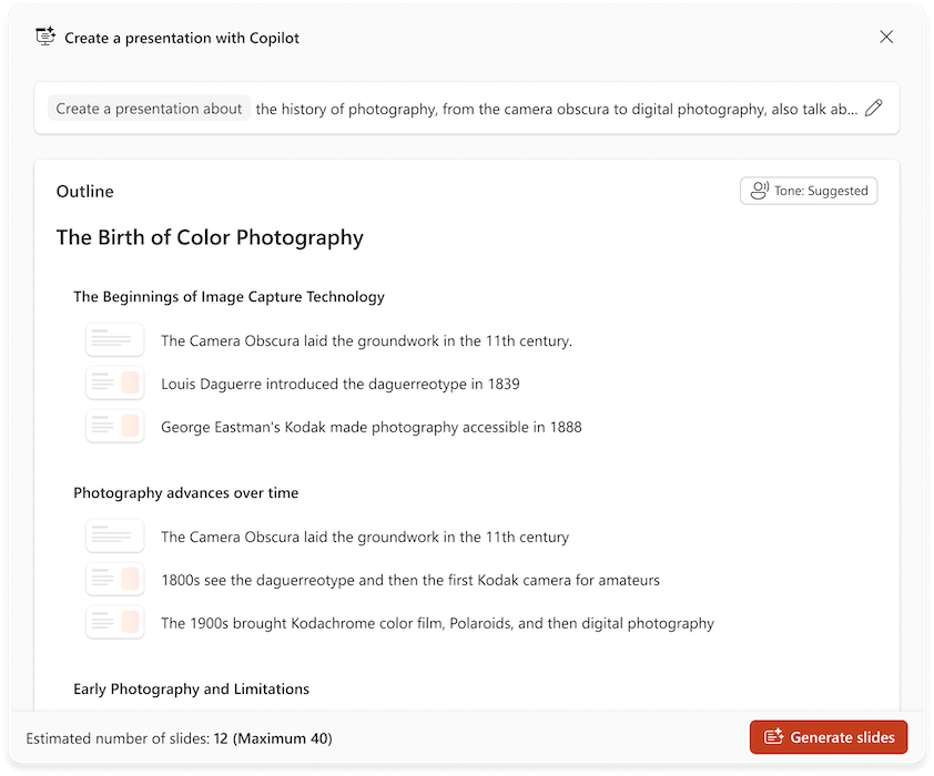 Create Presentation Presentation Outline