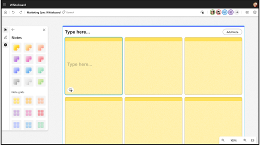Select a note grid if you want to add multiple notes at once to a whiteboard.