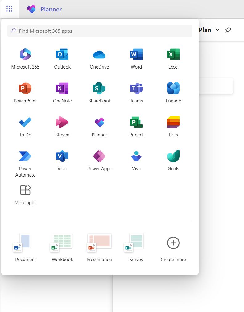 Microsoft 365 App Launcher