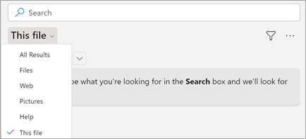 Shows Search in Word