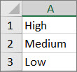 Create a list from high to low in a range of cells