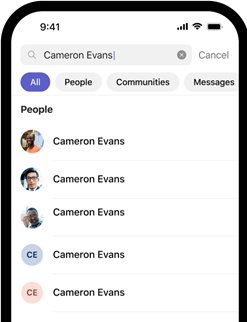 Profile icons with search bar