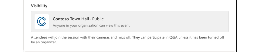Town hall information shows the banner that attendees will see