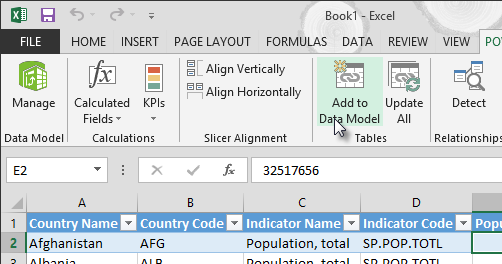 Add new data to the Data Model