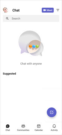 Teams free mobile chat screen