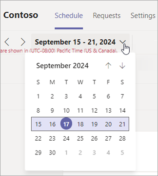 Change the date range of the schedule view in Shifts.