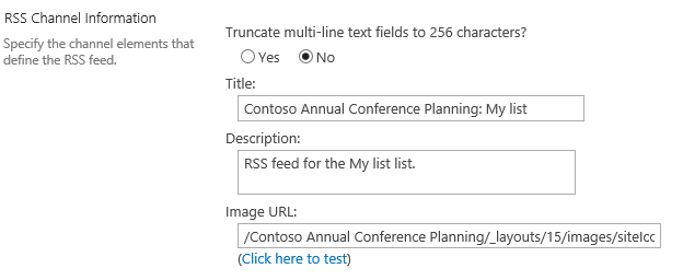 RSS Channel Information