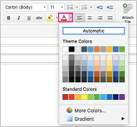 Font color picker in Outlook for Mac