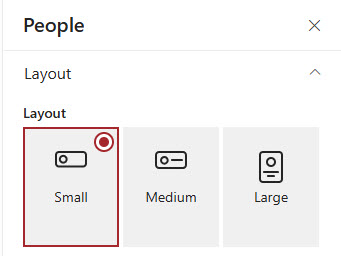 People Card Layout of Small, Medium, Large