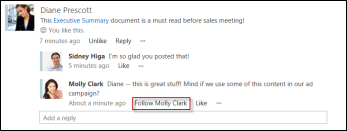 Newsfeed item posted by someone you're not currently following