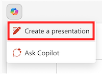 Create a presentation menu item under the Copilot icon in PowerPoint