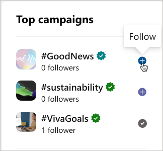 Follow a campaign to get campaign news in your feed.