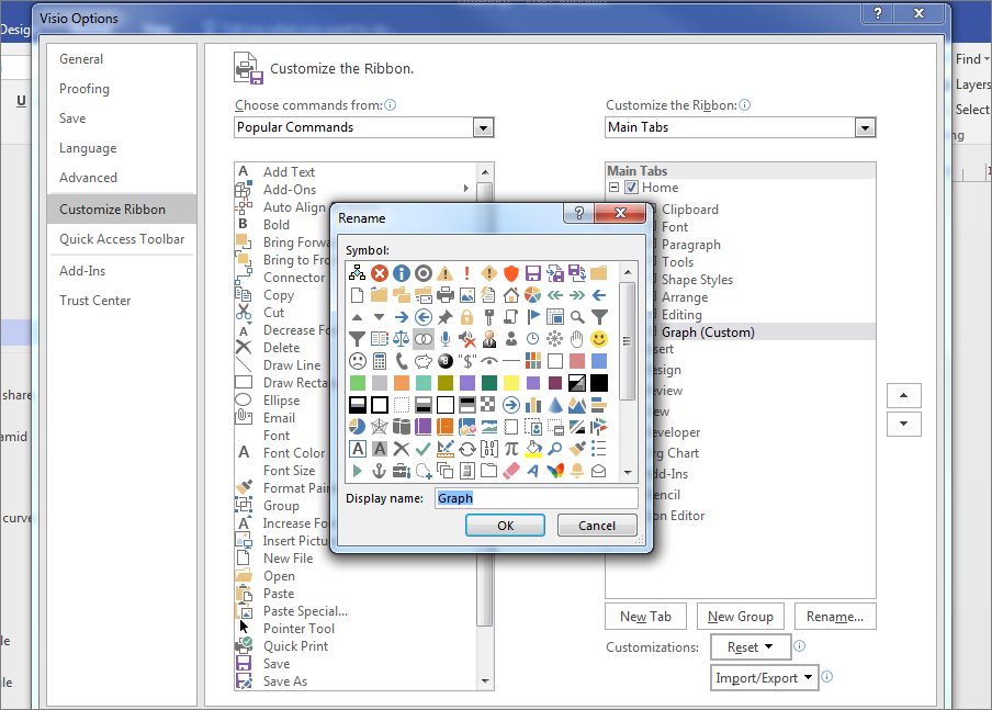 Click the Venn icon, and then type Graph into the Display name field, and click OK.