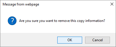 Remove link confirmation dialog box