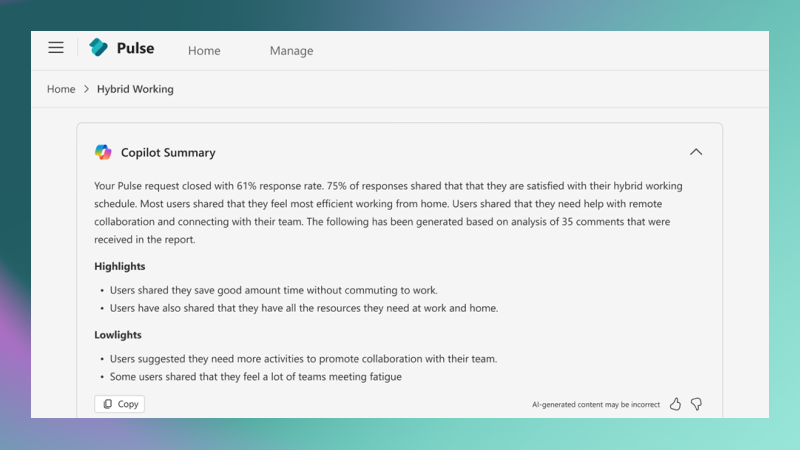Example of report summarization