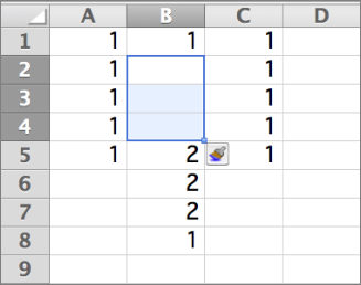 Insert cells shift down