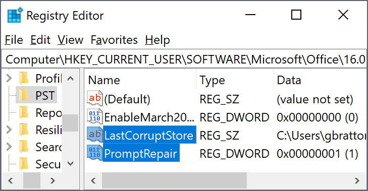 Registry settings to delete 
"LastCorruptStore"
"PromptRepair"=dword:00000001