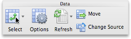 PivotTable tab, Data group