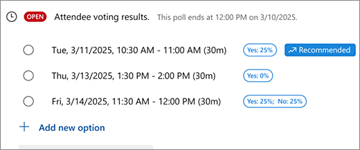 Organizer's view of a scheduling poll with edit options