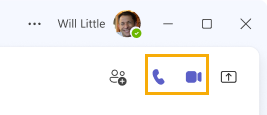 Desktop chat profile photo with camera video icons
