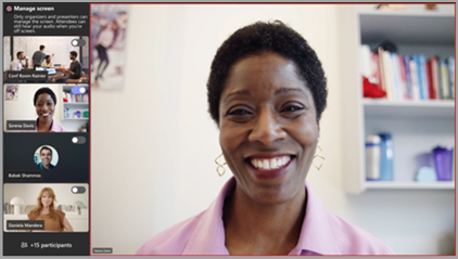 Screenshot showing a teams room display feed in presenter view.