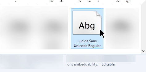 When you look up a font in Control Panel, you can see whether the font can be embedded.