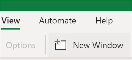 Shows New Window option in Excel