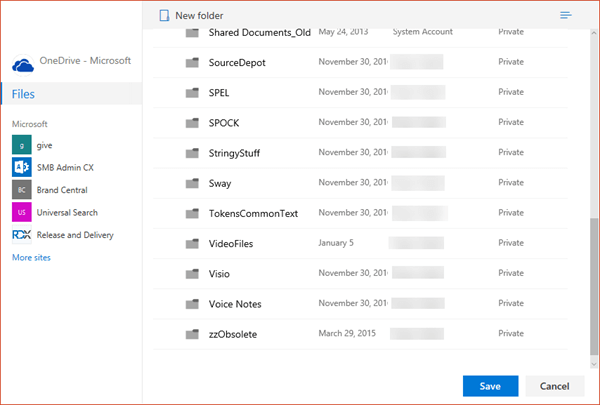 Locate the folder you want, and then click Save
