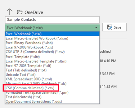 Save your Excel file as a CSV file.
