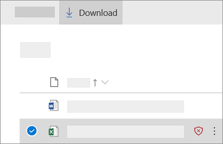 Screenshot of downloading a blocked file in OneDrive for Business