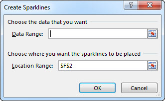 Create Sparklines dialog box