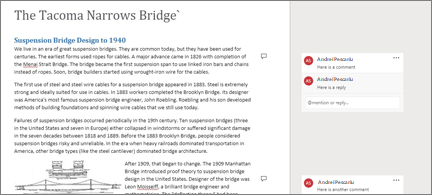 Document with comment bubbles and comments right next to them