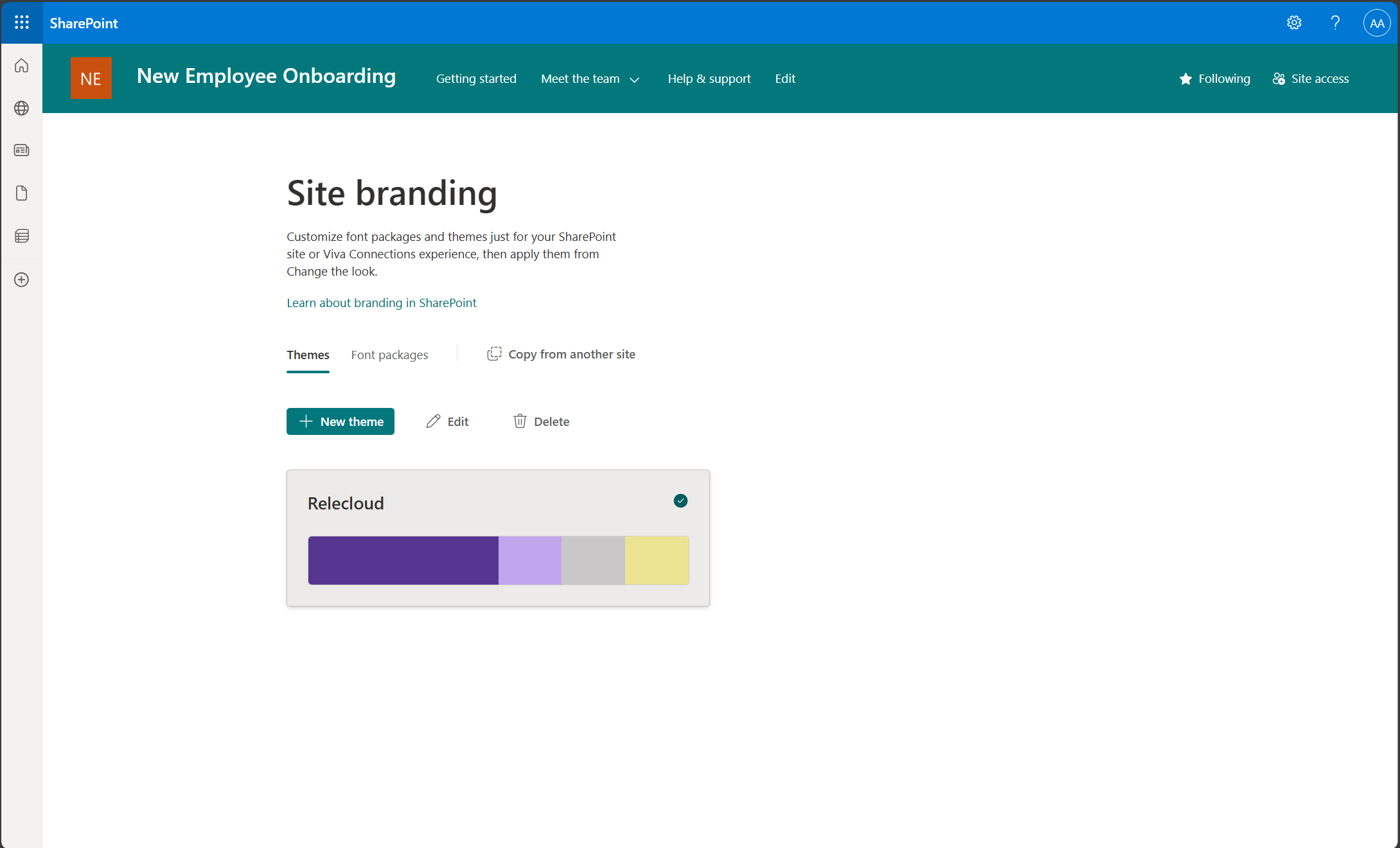 View themes in site branding