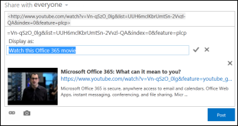 YouTube video formatted with display text