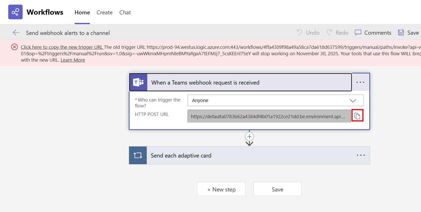 Copy Webhook URL in flow details page