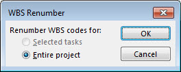 WBS Renumber dialog box image