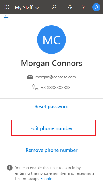 Select Edit from the user profile in My Staff