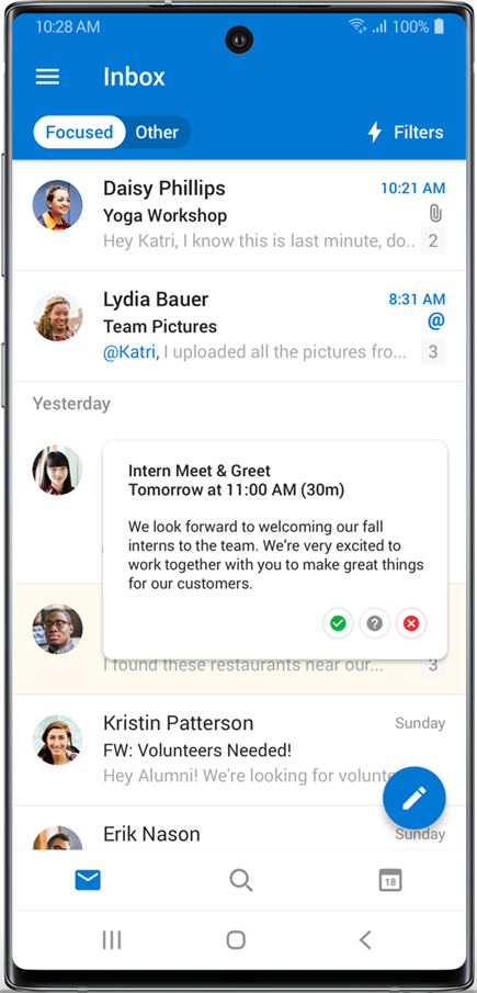 You can use the S Pen to hover over an email message.