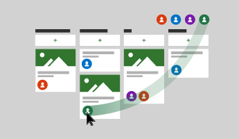 A Planner board with a swish and arrow showing a person being assigned to a task