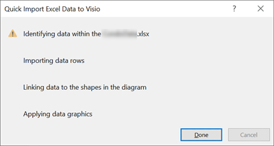 A message to appears to explain that the Quick Import process was unsuccessful.