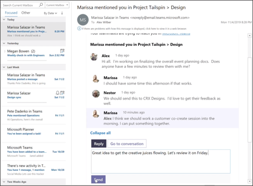 missed activity emails screenshot